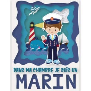 Plaque aluminium avec garçon habillé en marin