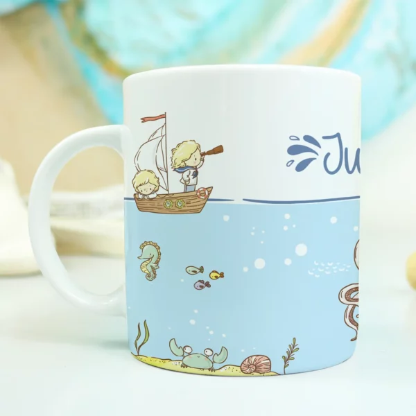 Mug enfant personnalisable incassable avec motif petits marins