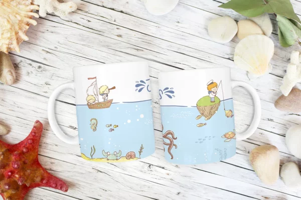 Mug recto verso avec le motif petits marins