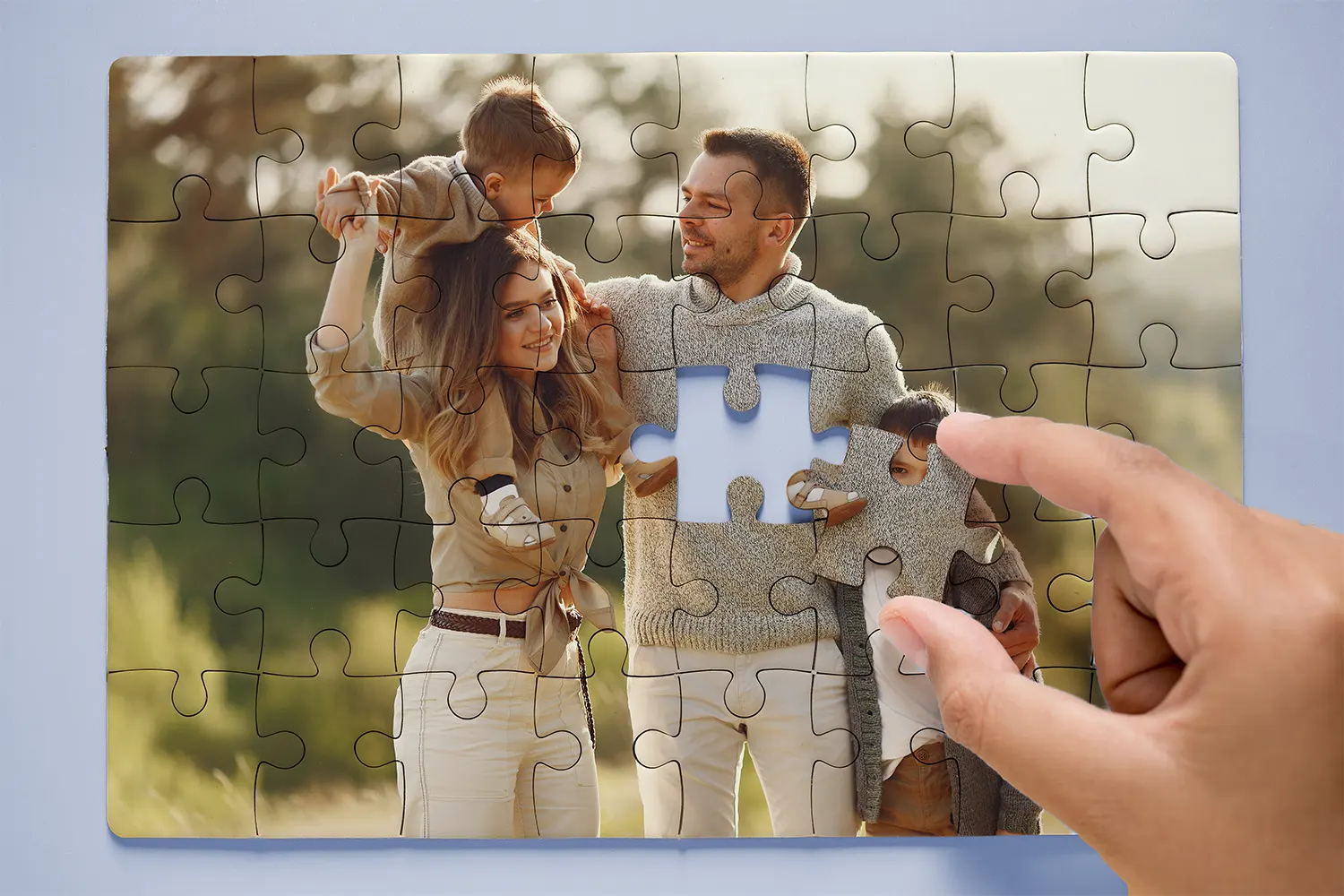 Puzzle 80 pièces avec une photo de famille imprimée dessus
