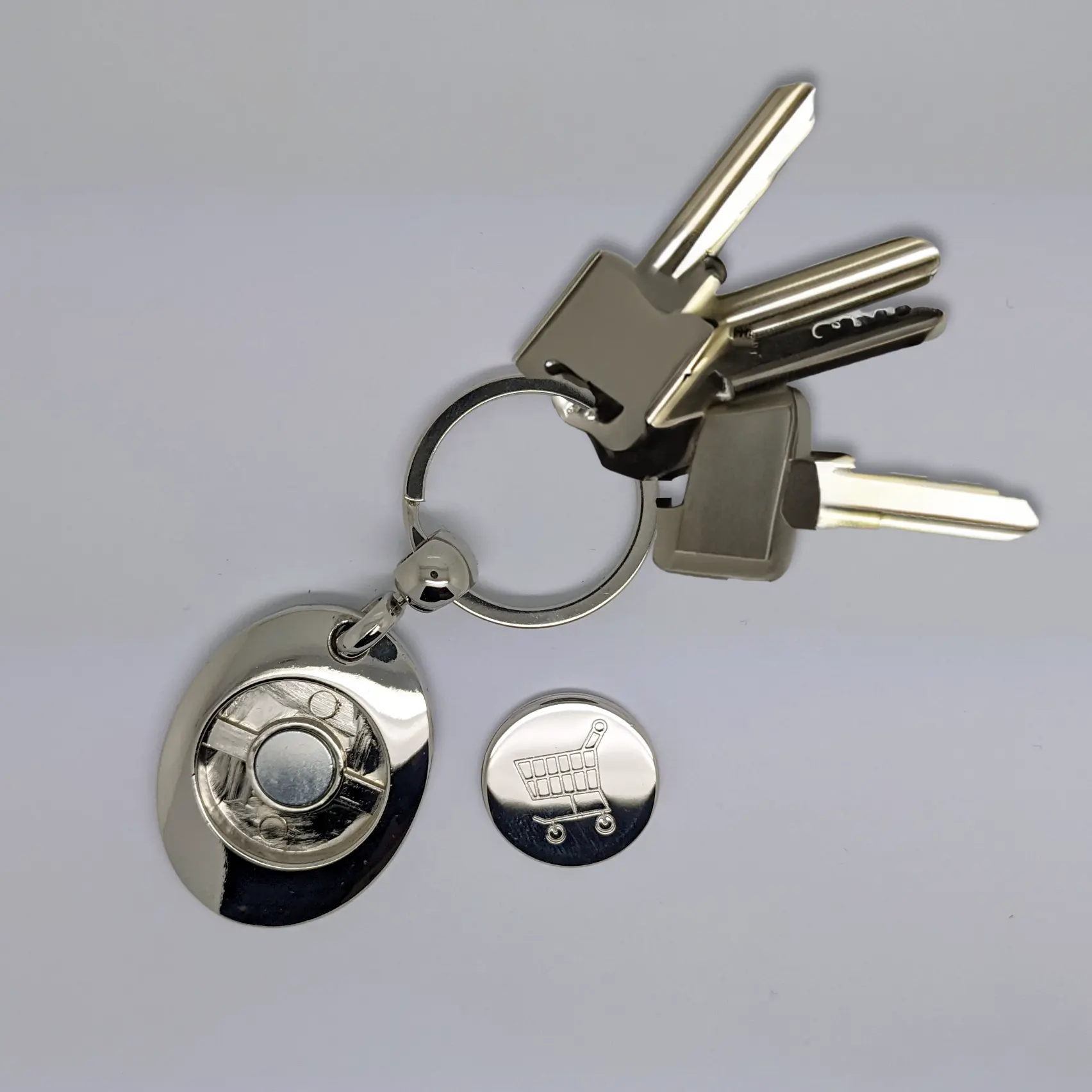 Porte-clé avec jeton de caddie personnalisé en métal ⋆ Creatoo