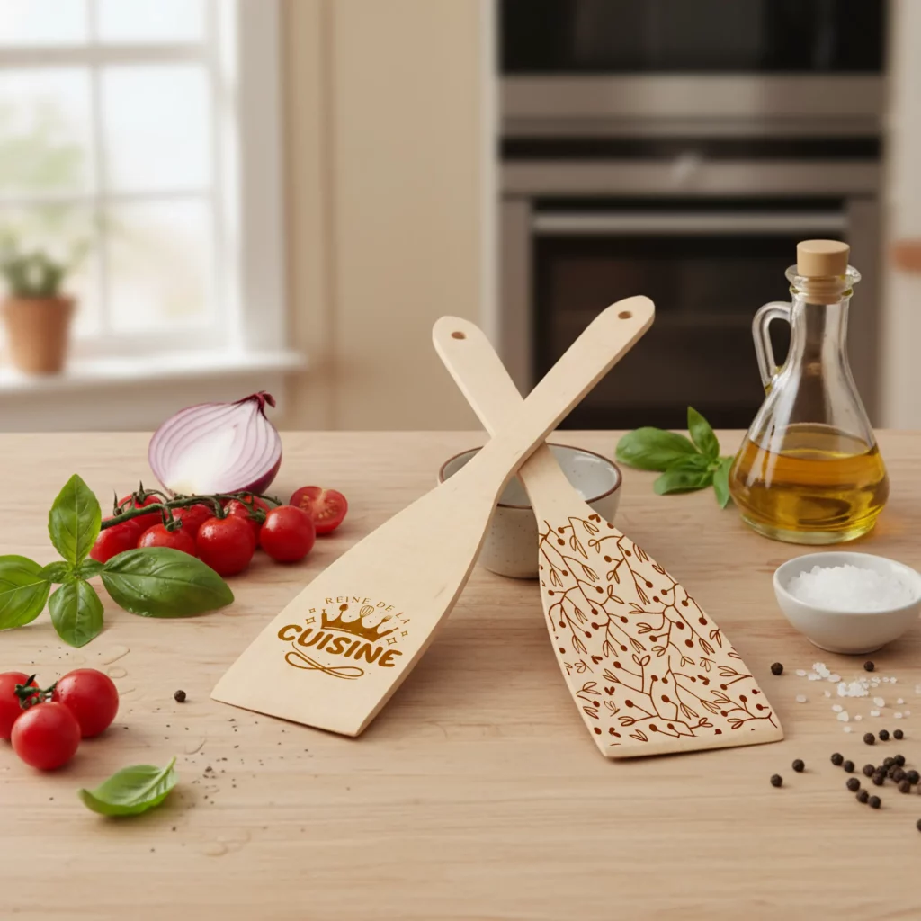 Ustensiles de cuisine personnalisés avec une gravure laser